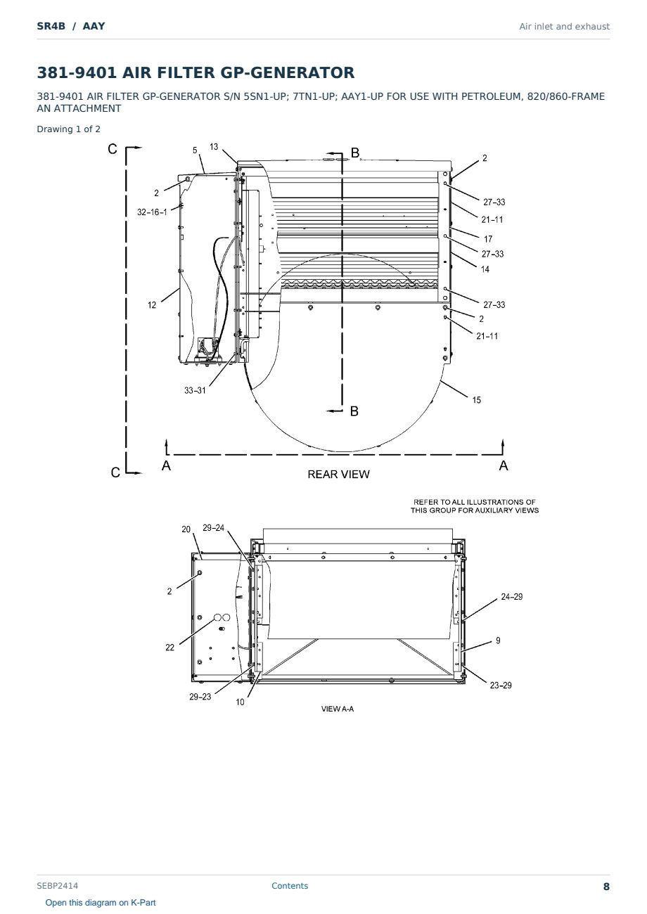 Caterpillar SR4B S/N AAY Partsbook SEBP2414 (English) - sample page 8 of 10 Caterpillar SR4B S/N AAY Partsbook SEBP2414 (English) - sample page 8 of 10