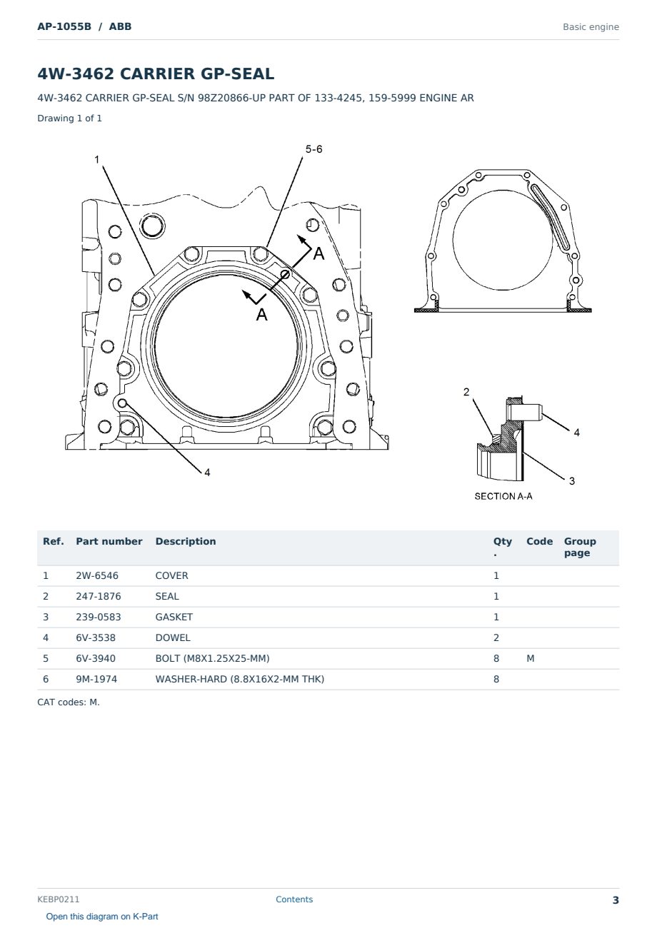 Caterpillar AP-1055B S/N ABB Partsbook KEBP0211 (English) - sample page 3 of 10 Caterpillar AP-1055B S/N ABB Partsbook KEBP0211 (English) - sample page 3 of 10