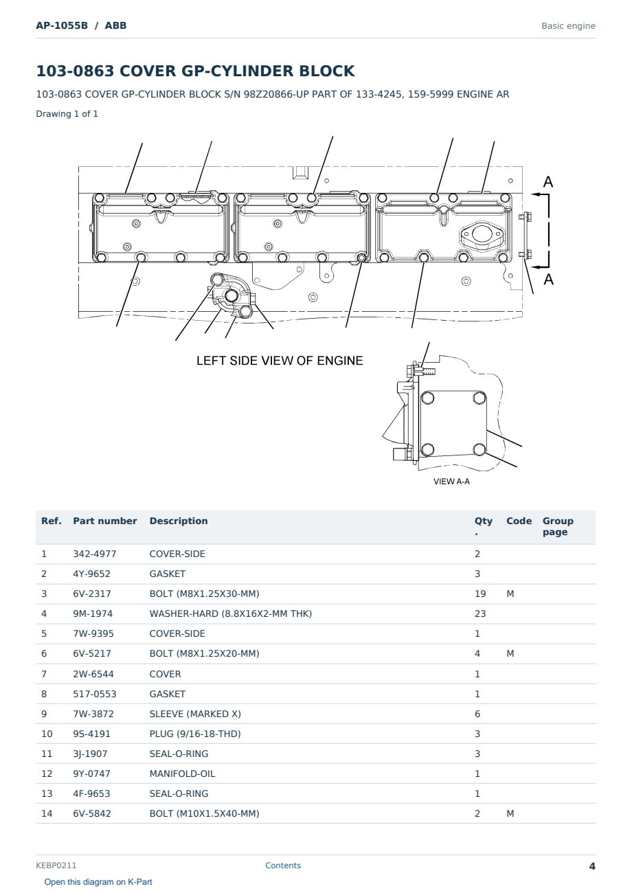 Caterpillar AP-1055B S/N ABB Partsbook KEBP0211 (English) - sample page 4 of 10 Caterpillar AP-1055B S/N ABB Partsbook KEBP0211 (English) - sample page 4 of 10