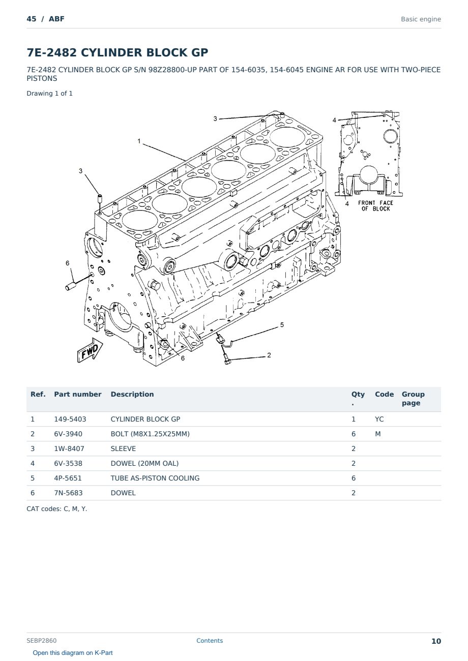 Caterpillar 45 S/N ABF Partsbook SEBP2860 (English) - sample page 10 of 10 Caterpillar 45 S/N ABF Partsbook SEBP2860 (English) - sample page 10 of 10