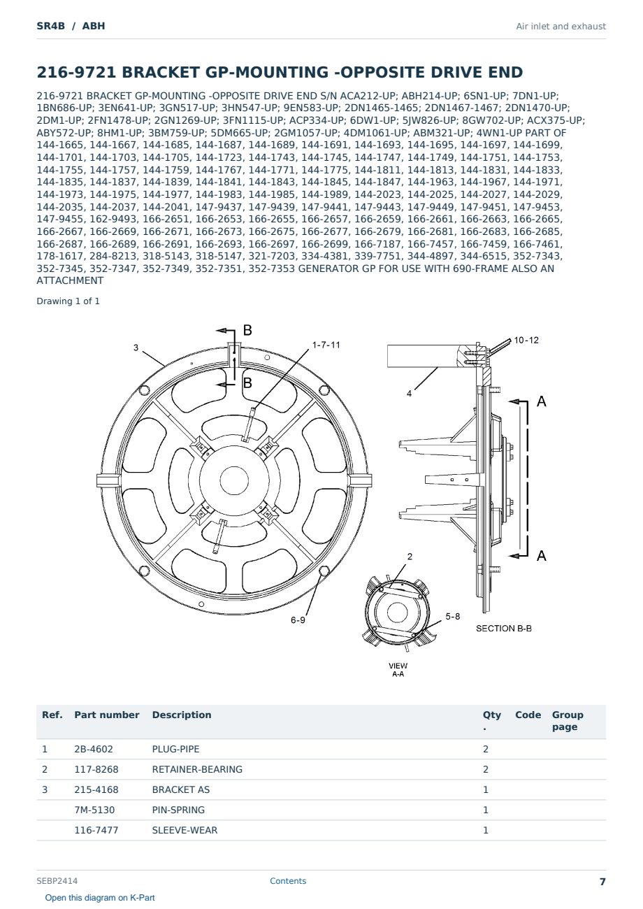 Caterpillar SR4B S/N ABH Partsbook SEBP2414 (English) - sample page 7 of 10 Caterpillar SR4B S/N ABH Partsbook SEBP2414 (English) - sample page 7 of 10