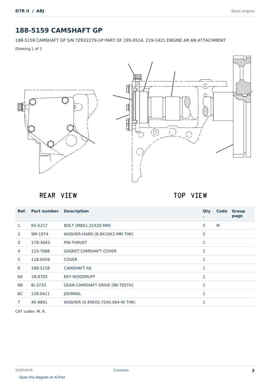Caterpillar D7R II S/N ABJ Partsbook SEBP4978 (English) - sample page 3 of 10 Caterpillar D7R II S/N ABJ Partsbook SEBP4978 (English) - sample page 3 of 10