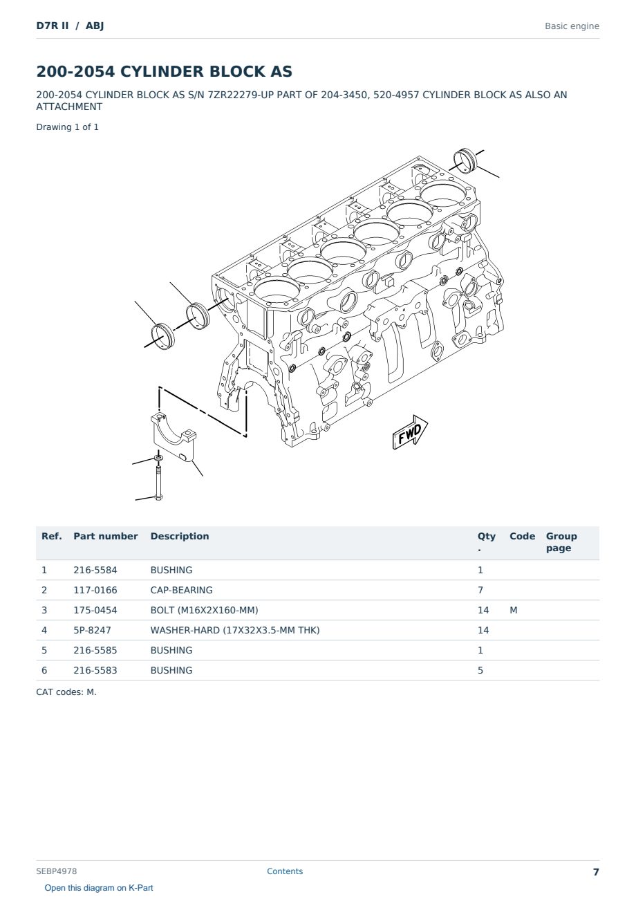 Caterpillar D7R II S/N ABJ Partsbook SEBP4978 (English) - sample page 7 of 10 Caterpillar D7R II S/N ABJ Partsbook SEBP4978 (English) - sample page 7 of 10