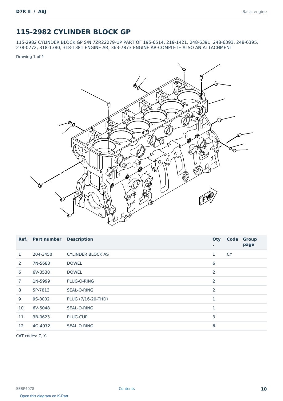 Caterpillar D7R II S/N ABJ Partsbook SEBP4978 (English) - sample page 10 of 10 Caterpillar D7R II S/N ABJ Partsbook SEBP4978 (English) - sample page 10 of 10