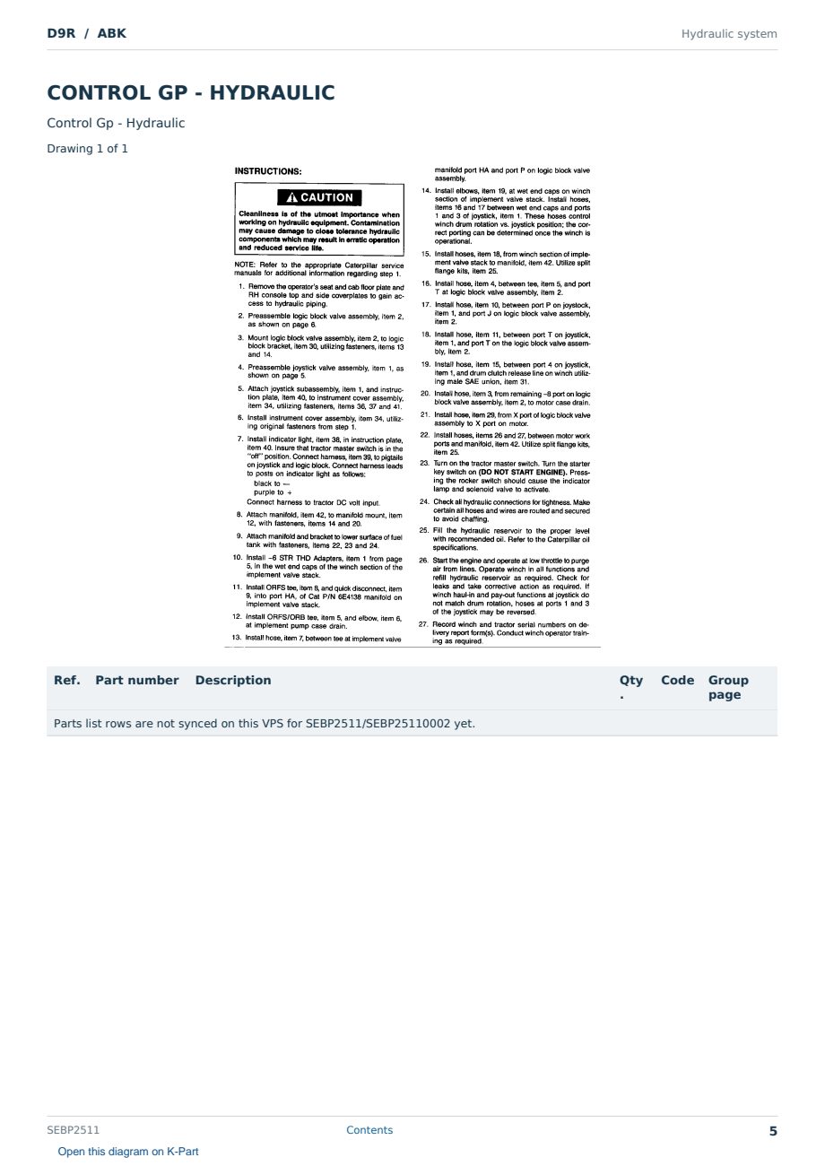 Caterpillar D9R S/N ABK Partsbook SEBP2511 (English) - sample page 5 of 10 Caterpillar D9R S/N ABK Partsbook SEBP2511 (English) - sample page 5 of 10