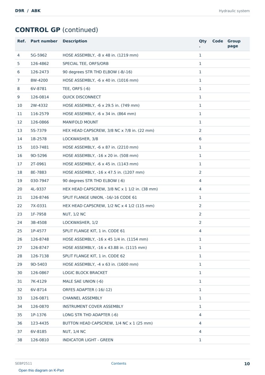 Caterpillar D9R S/N ABK Partsbook SEBP2511 (English) - sample page 10 of 10 Caterpillar D9R S/N ABK Partsbook SEBP2511 (English) - sample page 10 of 10