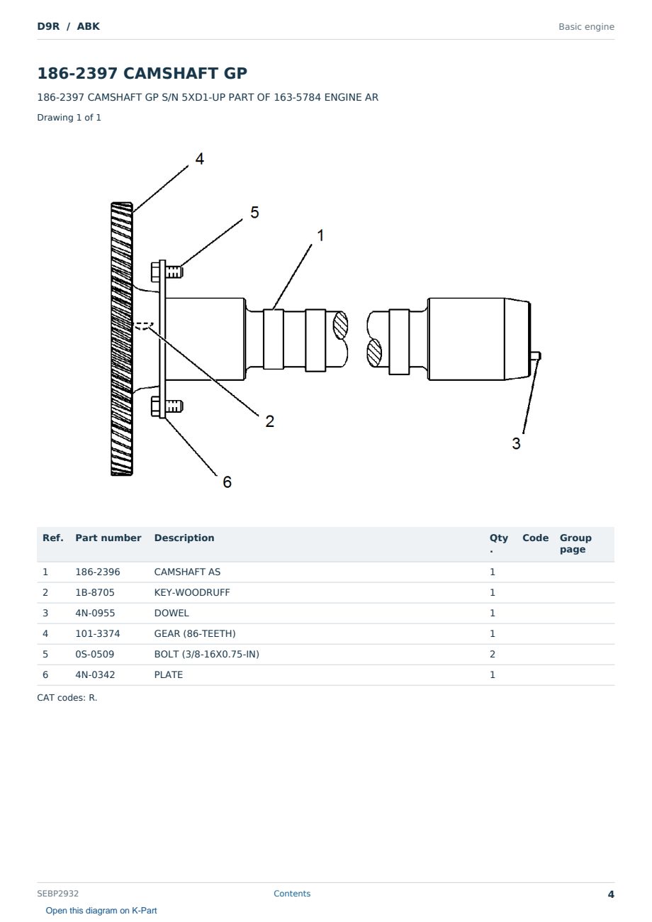 Caterpillar D9R S/N ABK Partsbook SEBP2932 (English) - sample page 4 of 10 Caterpillar D9R S/N ABK Partsbook SEBP2932 (English) - sample page 4 of 10