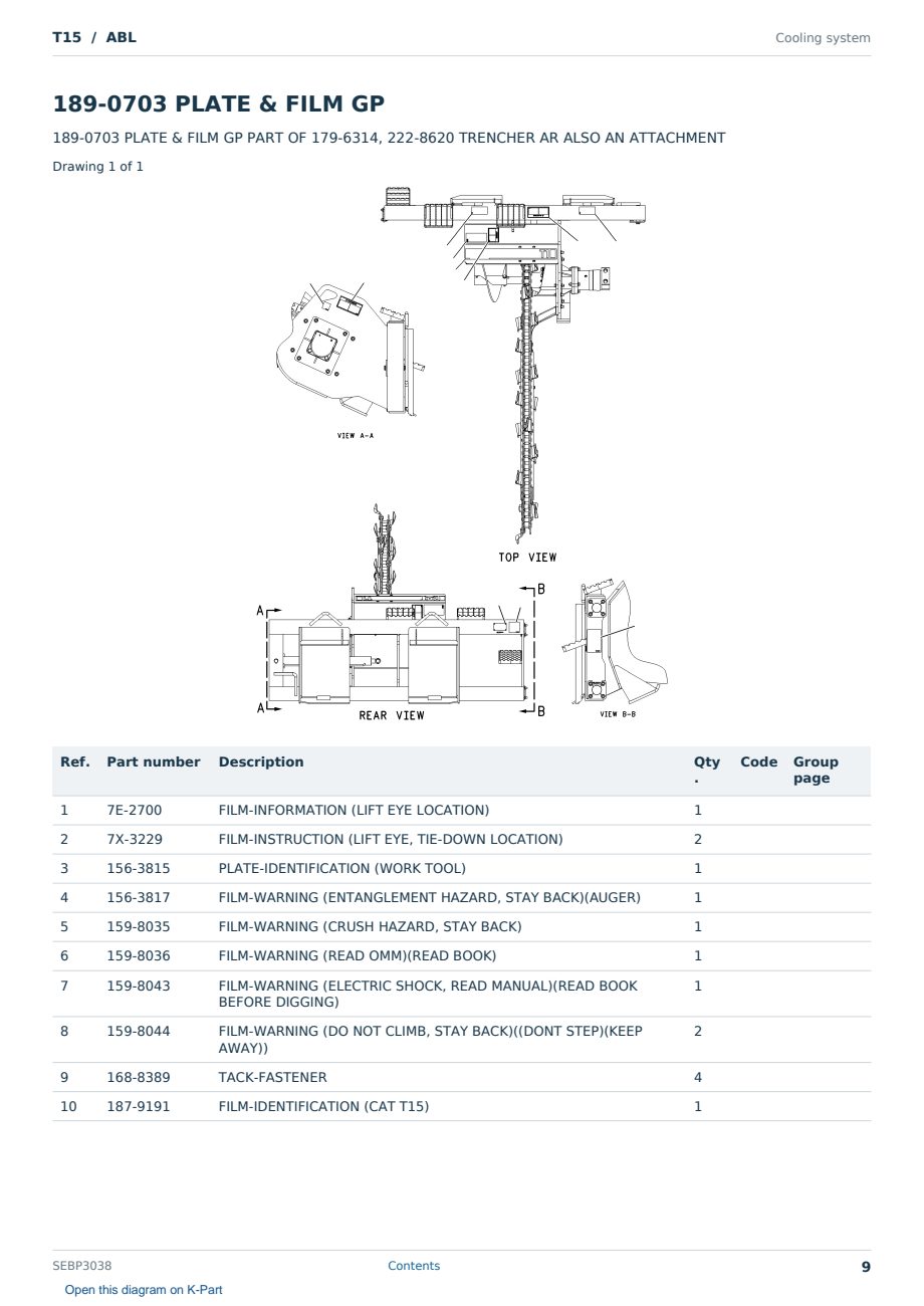 Caterpillar T15 S/N ABL Partsbook SEBP3038 (English) - sample page 9 of 10 Caterpillar T15 S/N ABL Partsbook SEBP3038 (English) - sample page 9 of 10