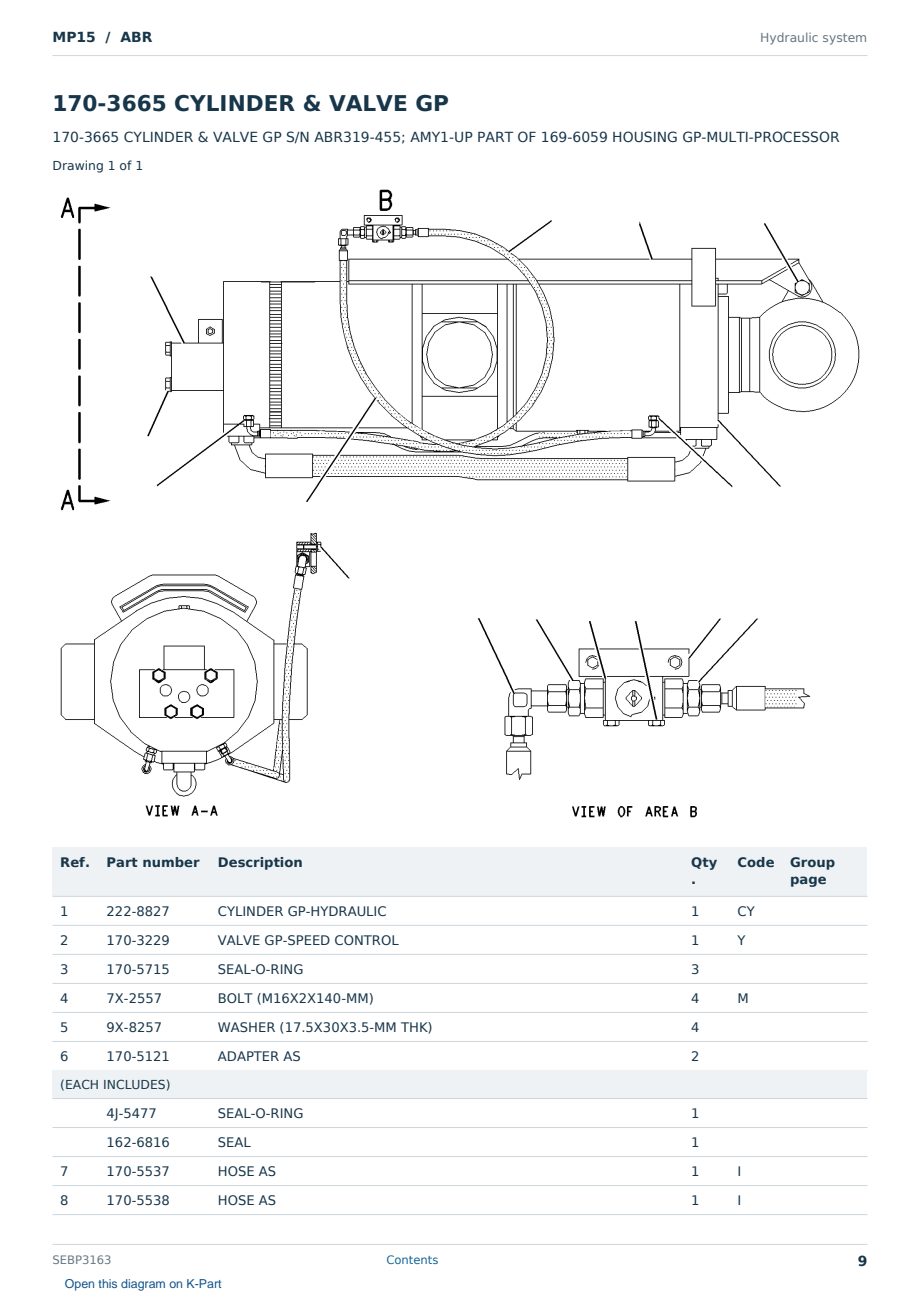 Caterpillar MP15 S/N ABR Partsbook SEBP3163 (English) - sample page 9 of 10 Caterpillar MP15 S/N ABR Partsbook SEBP3163 (English) - sample page 9 of 10