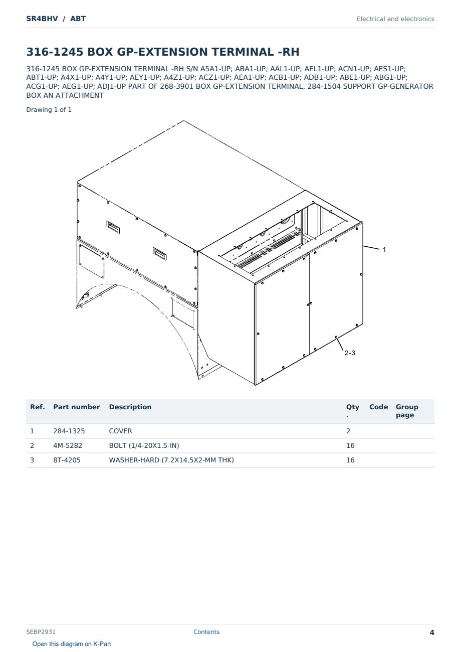 Caterpillar SR4BHV S/N ABT Partsbook SEBP2931 (English) - sample page 4 of 10 Caterpillar SR4BHV S/N ABT Partsbook SEBP2931 (English) - sample page 4 of 10