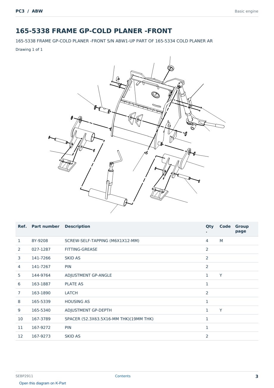 Caterpillar PC3 S/N ABW Partsbook SEBP2911 (English) - sample page 3 of 10 Caterpillar PC3 S/N ABW Partsbook SEBP2911 (English) - sample page 3 of 10
