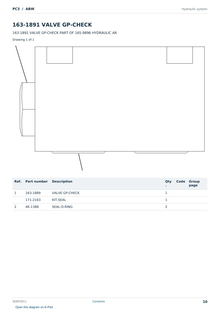 Caterpillar PC3 S/N ABW Partsbook SEBP2911 (English) - sample page 10 of 10 Caterpillar PC3 S/N ABW Partsbook SEBP2911 (English) - sample page 10 of 10