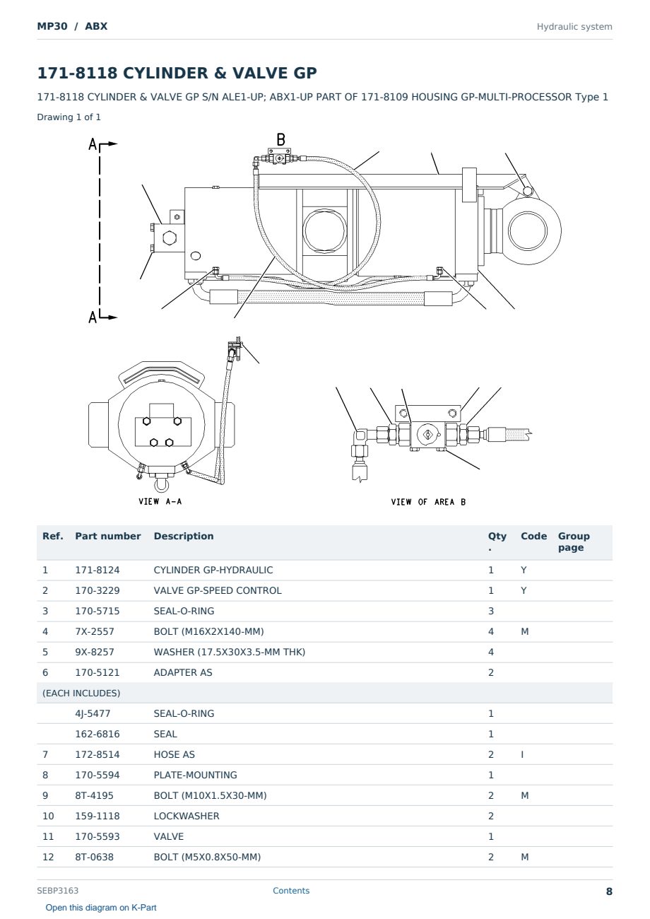 Caterpillar MP30 S/N ABX Partsbook SEBP3163 (English) - sample page 8 of 10 Caterpillar MP30 S/N ABX Partsbook SEBP3163 (English) - sample page 8 of 10