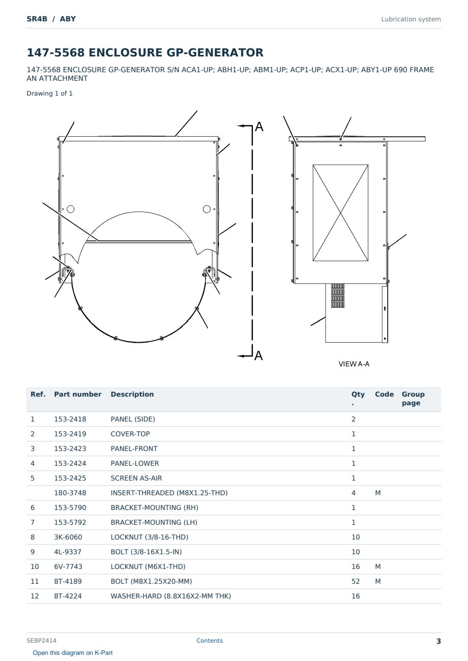 Caterpillar SR4B S/N ABY Partsbook SEBP2414 (English) - sample page 3 of 10 Caterpillar SR4B S/N ABY Partsbook SEBP2414 (English) - sample page 3 of 10