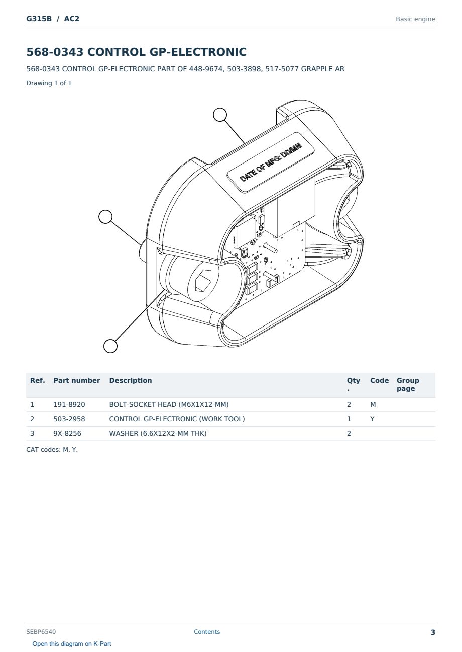 Caterpillar G315B S/N AC2 Partsbook SEBP6540 (English) - sample page 3 of 10 Caterpillar G315B S/N AC2 Partsbook SEBP6540 (English) - sample page 3 of 10