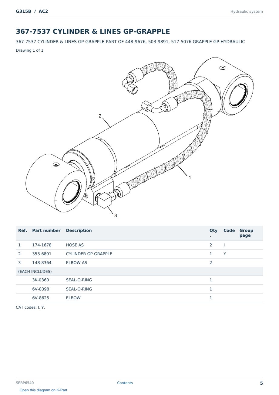 Caterpillar G315B S/N AC2 Partsbook SEBP6540 (English) - sample page 5 of 10 Caterpillar G315B S/N AC2 Partsbook SEBP6540 (English) - sample page 5 of 10
