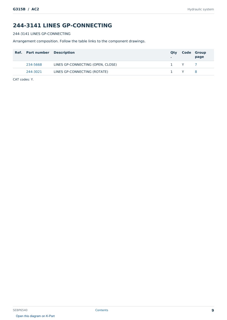 Caterpillar G315B S/N AC2 Partsbook SEBP6540 (English) - sample page 9 of 10 Caterpillar G315B S/N AC2 Partsbook SEBP6540 (English) - sample page 9 of 10