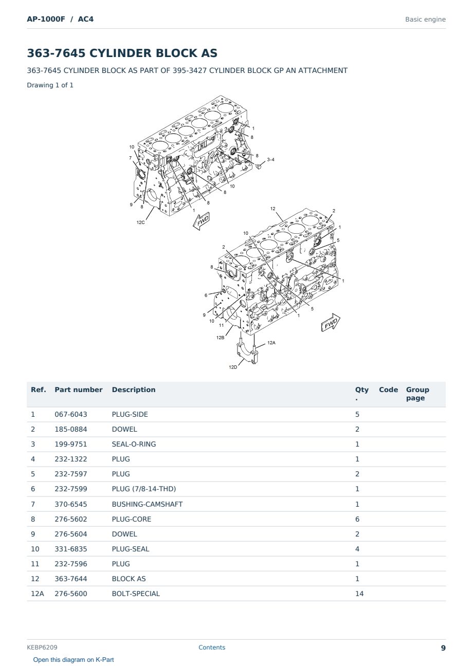 Caterpillar AP-1000F S/N AC4 Partsbook KEBP6209 (English) - sample page 9 of 10 Caterpillar AP-1000F S/N AC4 Partsbook KEBP6209 (English) - sample page 9 of 10