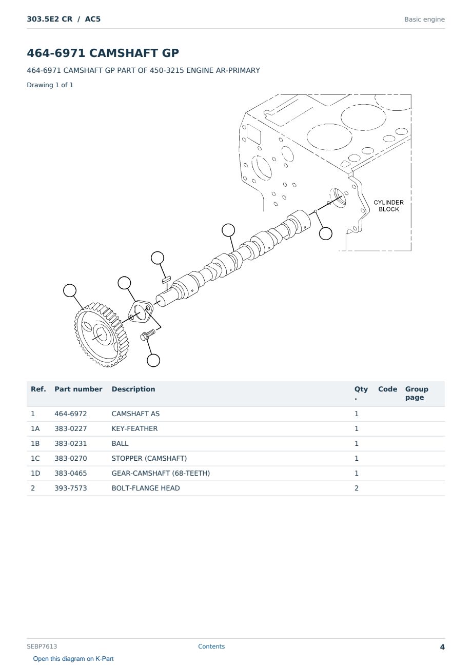Caterpillar 303.5E2 CR S/N AC5 Partsbook SEBP7613 (English) - sample page 4 of 10 Caterpillar 303.5E2 CR S/N AC5 Partsbook SEBP7613 (English) - sample page 4 of 10