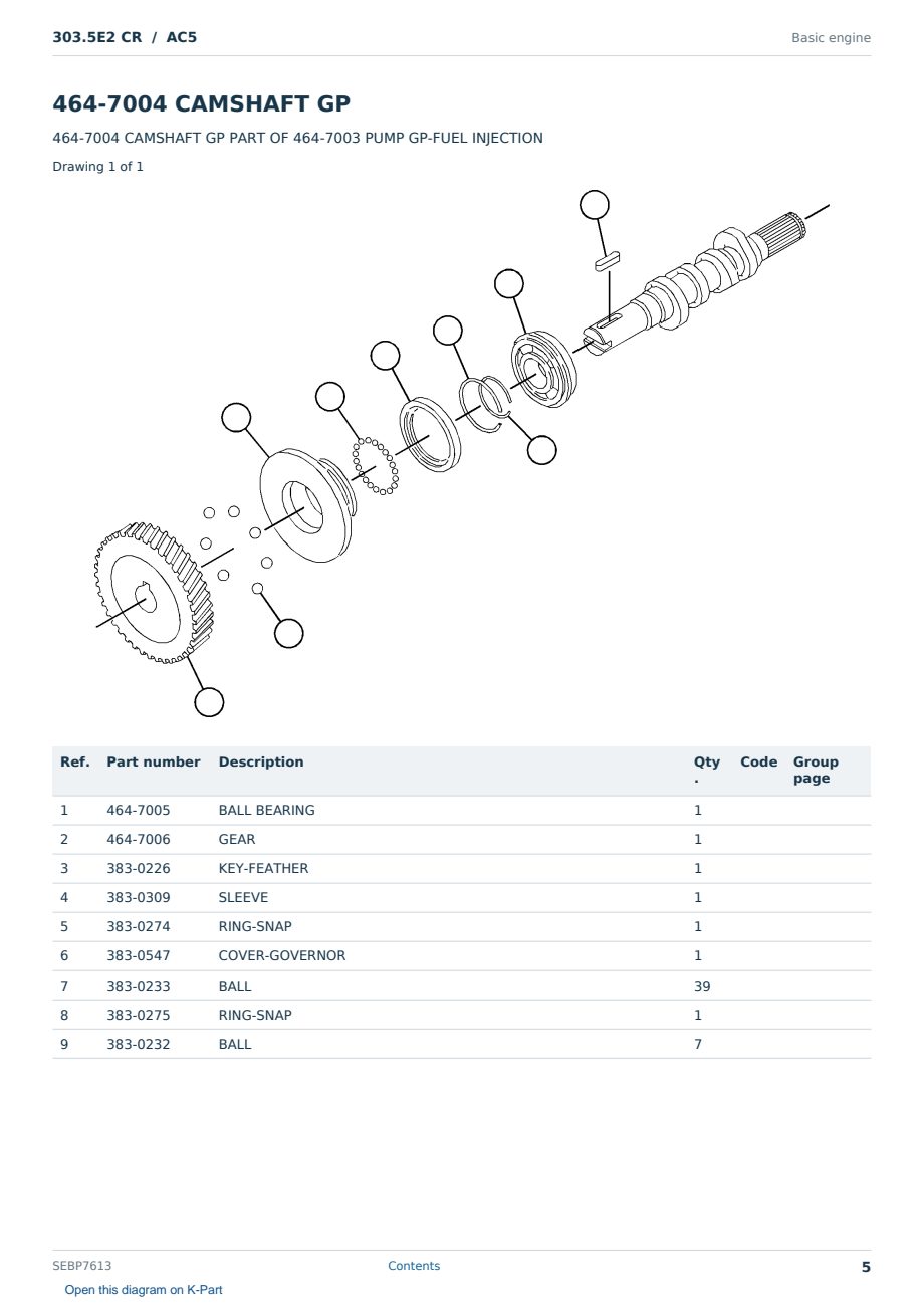 Caterpillar 303.5E2 CR S/N AC5 Partsbook SEBP7613 (English) - sample page 5 of 10 Caterpillar 303.5E2 CR S/N AC5 Partsbook SEBP7613 (English) - sample page 5 of 10