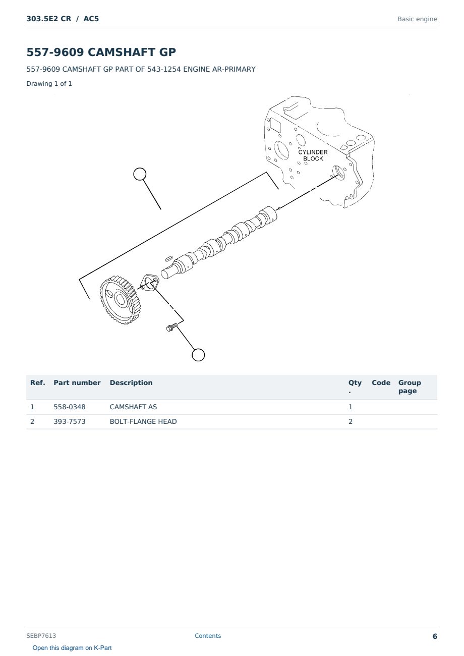 Caterpillar 303.5E2 CR S/N AC5 Partsbook SEBP7613 (English) - sample page 6 of 10 Caterpillar 303.5E2 CR S/N AC5 Partsbook SEBP7613 (English) - sample page 6 of 10