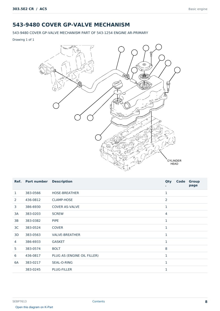 Caterpillar 303.5E2 CR S/N AC5 Partsbook SEBP7613 (English) - sample page 8 of 10 Caterpillar 303.5E2 CR S/N AC5 Partsbook SEBP7613 (English) - sample page 8 of 10