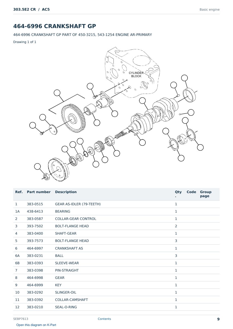 Caterpillar 303.5E2 CR S/N AC5 Partsbook SEBP7613 (English) - sample page 9 of 10 Caterpillar 303.5E2 CR S/N AC5 Partsbook SEBP7613 (English) - sample page 9 of 10
