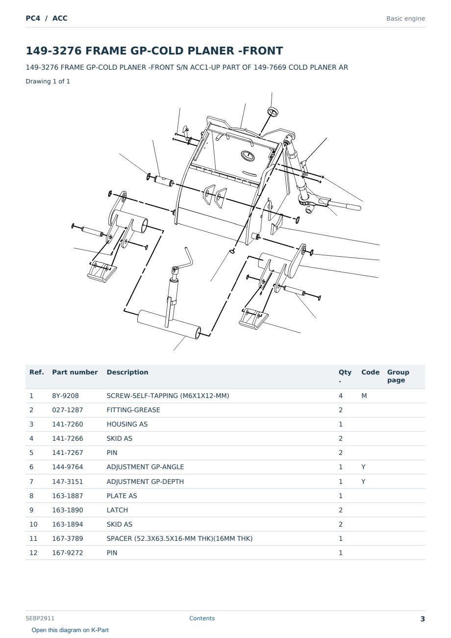 Caterpillar PC4 S/N ACC Partsbook SEBP2911 (English) - sample page 3 of 10 Caterpillar PC4 S/N ACC Partsbook SEBP2911 (English) - sample page 3 of 10