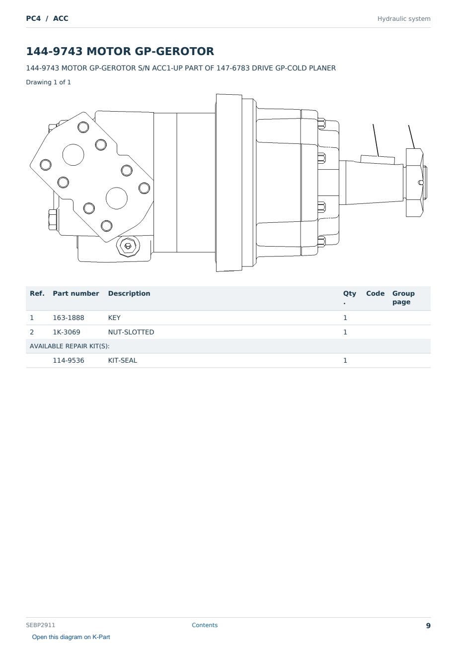 Caterpillar PC4 S/N ACC Partsbook SEBP2911 (English) - sample page 9 of 10 Caterpillar PC4 S/N ACC Partsbook SEBP2911 (English) - sample page 9 of 10