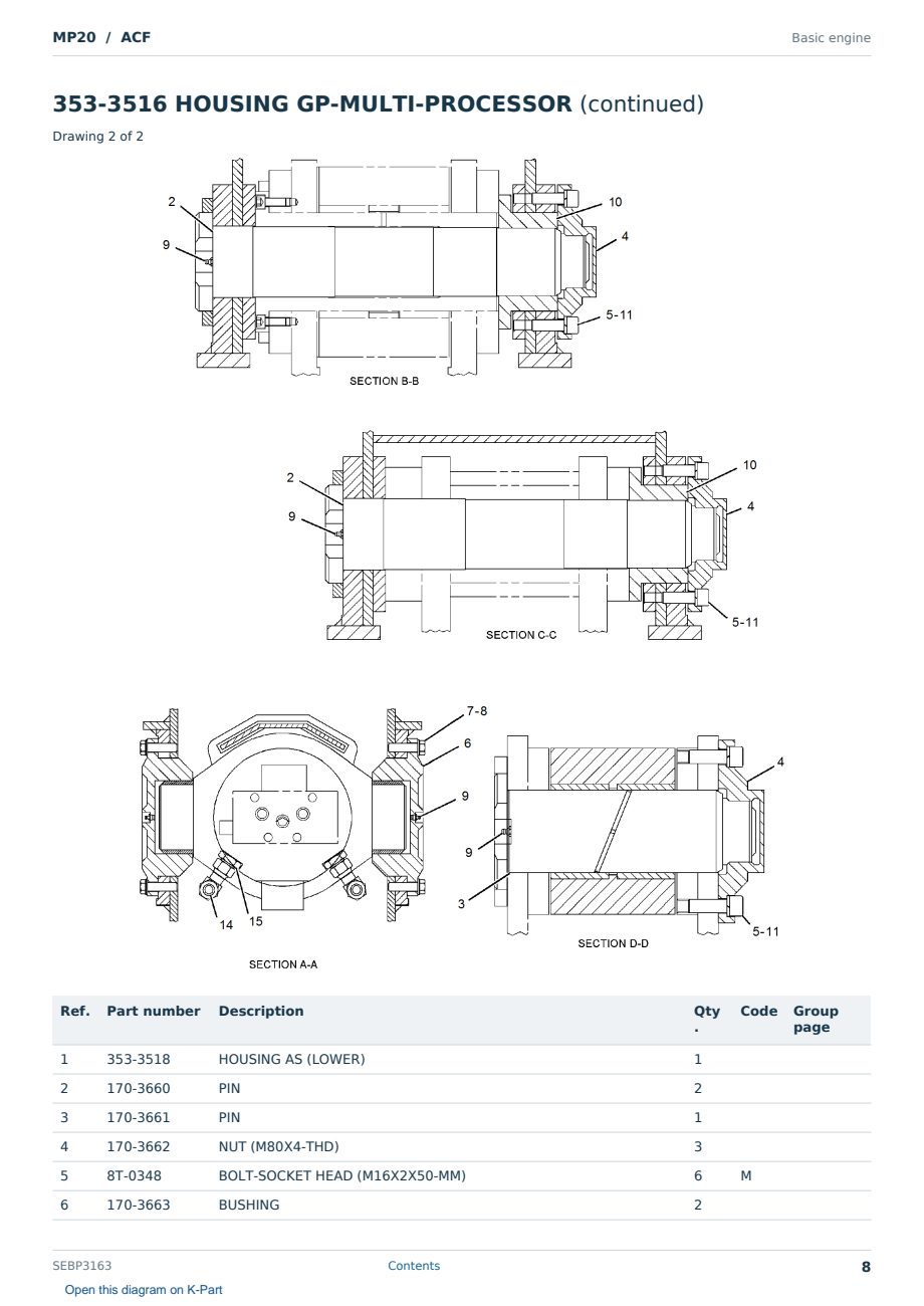Caterpillar MP20 S/N ACF Partsbook SEBP3163 (English) - sample page 8 of 10 Caterpillar MP20 S/N ACF Partsbook SEBP3163 (English) - sample page 8 of 10