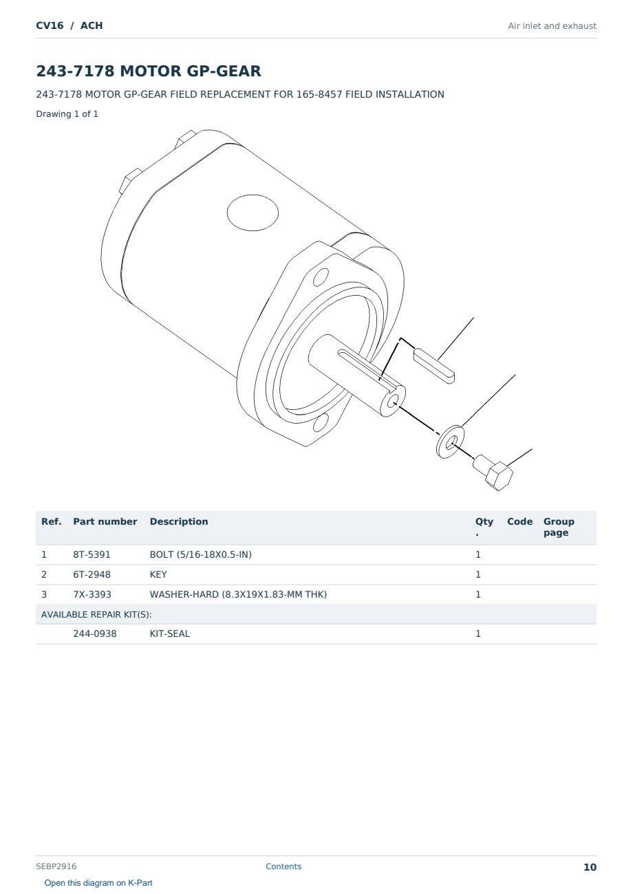 Caterpillar CV16 S/N ACH Partsbook SEBP2916 (English) - sample page 10 of 10 Caterpillar CV16 S/N ACH Partsbook SEBP2916 (English) - sample page 10 of 10