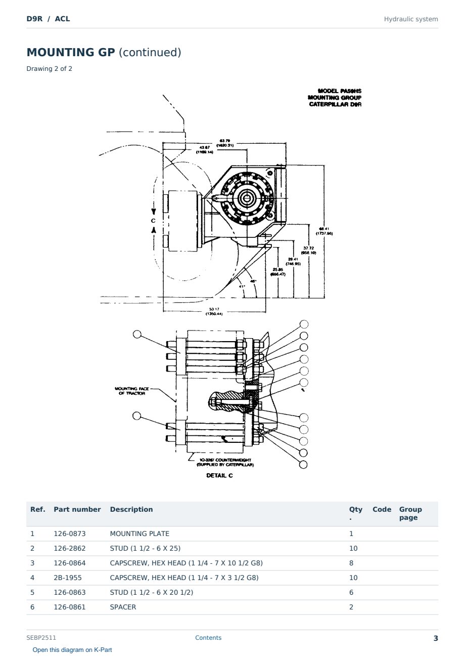 Caterpillar D9R S/N ACL Partsbook SEBP2511 (English) - sample page 3 of 10 Caterpillar D9R S/N ACL Partsbook SEBP2511 (English) - sample page 3 of 10