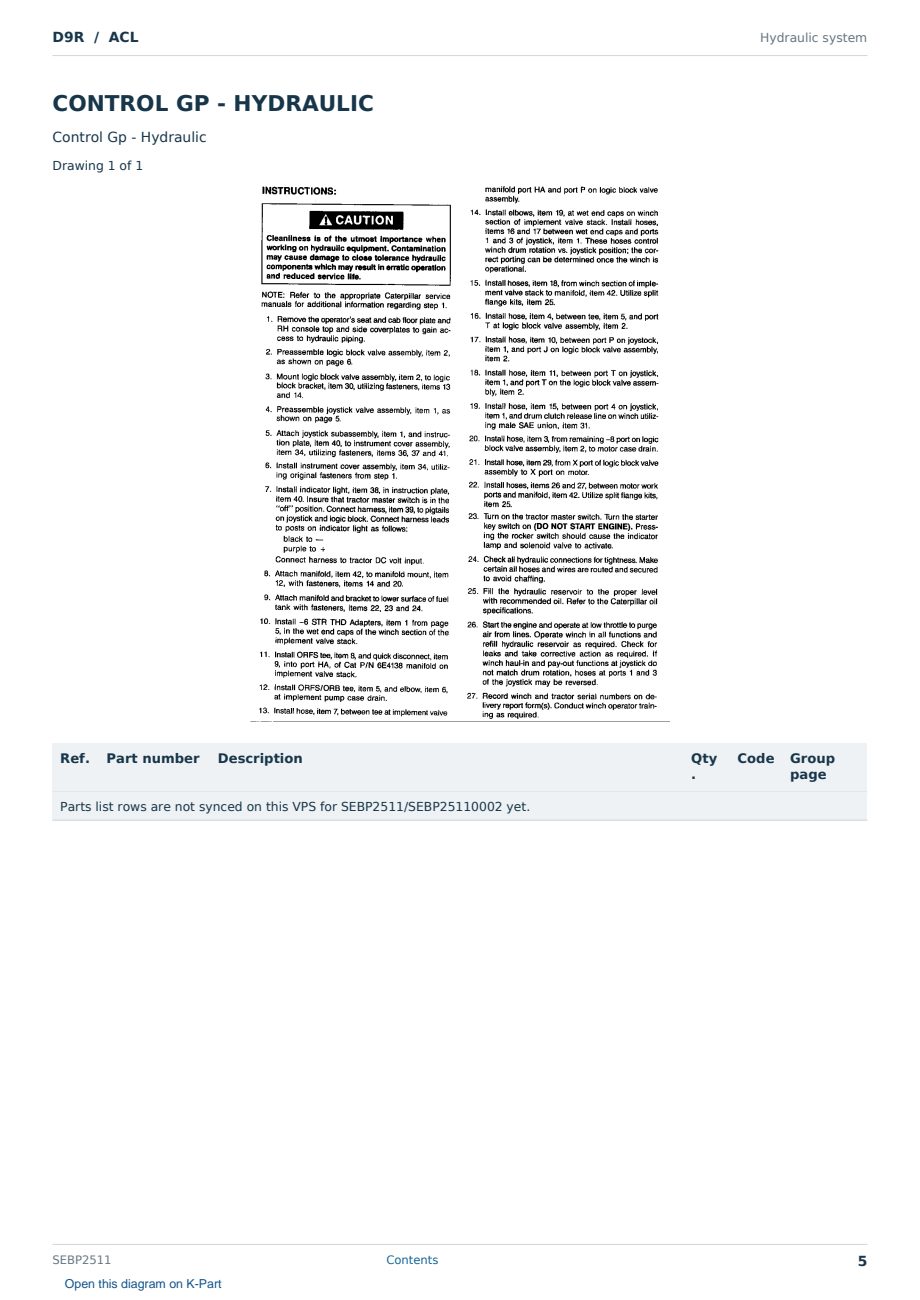 Caterpillar D9R S/N ACL Partsbook SEBP2511 (English) - sample page 5 of 10 Caterpillar D9R S/N ACL Partsbook SEBP2511 (English) - sample page 5 of 10