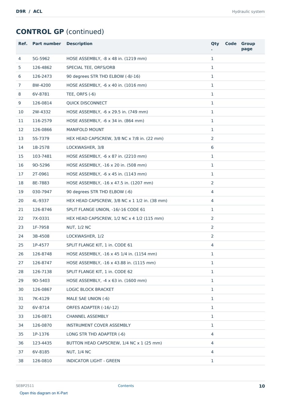 Caterpillar D9R S/N ACL Partsbook SEBP2511 (English) - sample page 10 of 10 Caterpillar D9R S/N ACL Partsbook SEBP2511 (English) - sample page 10 of 10