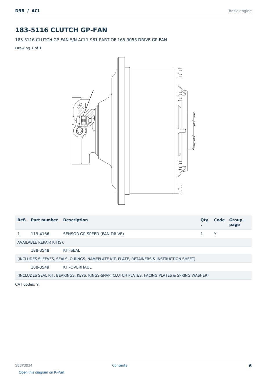 Caterpillar D9R S/N ACL Partsbook SEBP3034 (English) - sample page 6 of 10 Caterpillar D9R S/N ACL Partsbook SEBP3034 (English) - sample page 6 of 10