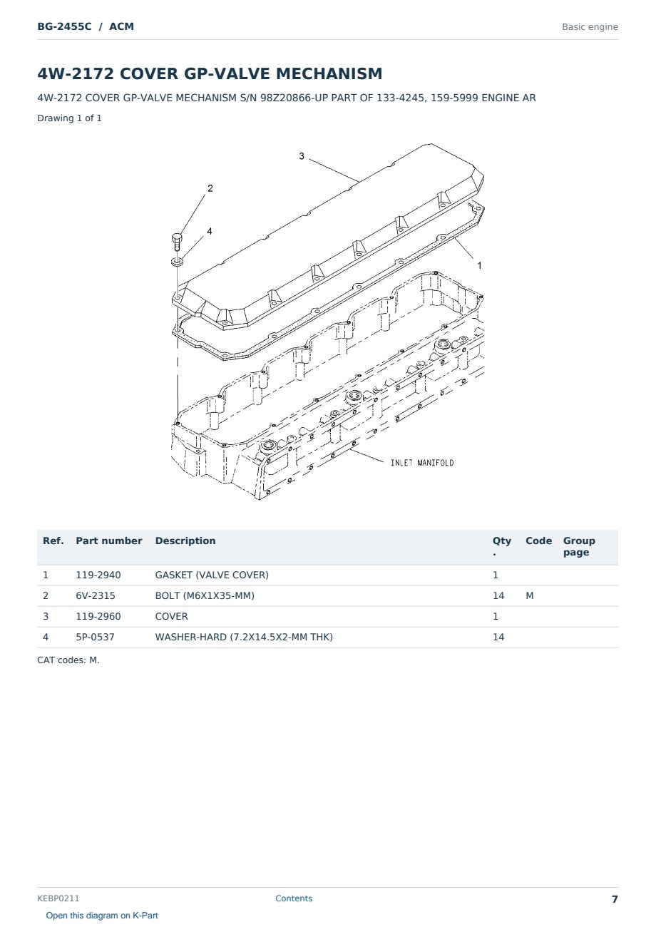 Caterpillar BG-2455C S/N ACM Partsbook KEBP0211 (English) - sample page 7 of 10 Caterpillar BG-2455C S/N ACM Partsbook KEBP0211 (English) - sample page 7 of 10