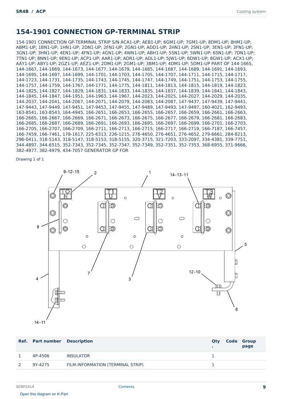 Caterpillar SR4B S/N ACP Partsbook SEBP2414 (English) - sample page 9 of 10 Caterpillar SR4B S/N ACP Partsbook SEBP2414 (English) - sample page 9 of 10