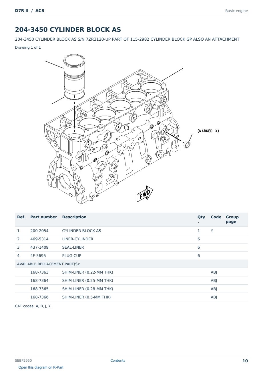 Caterpillar D7R II S/N ACS Partsbook SEBP2950 (English) - sample page 10 of 10 Caterpillar D7R II S/N ACS Partsbook SEBP2950 (English) - sample page 10 of 10