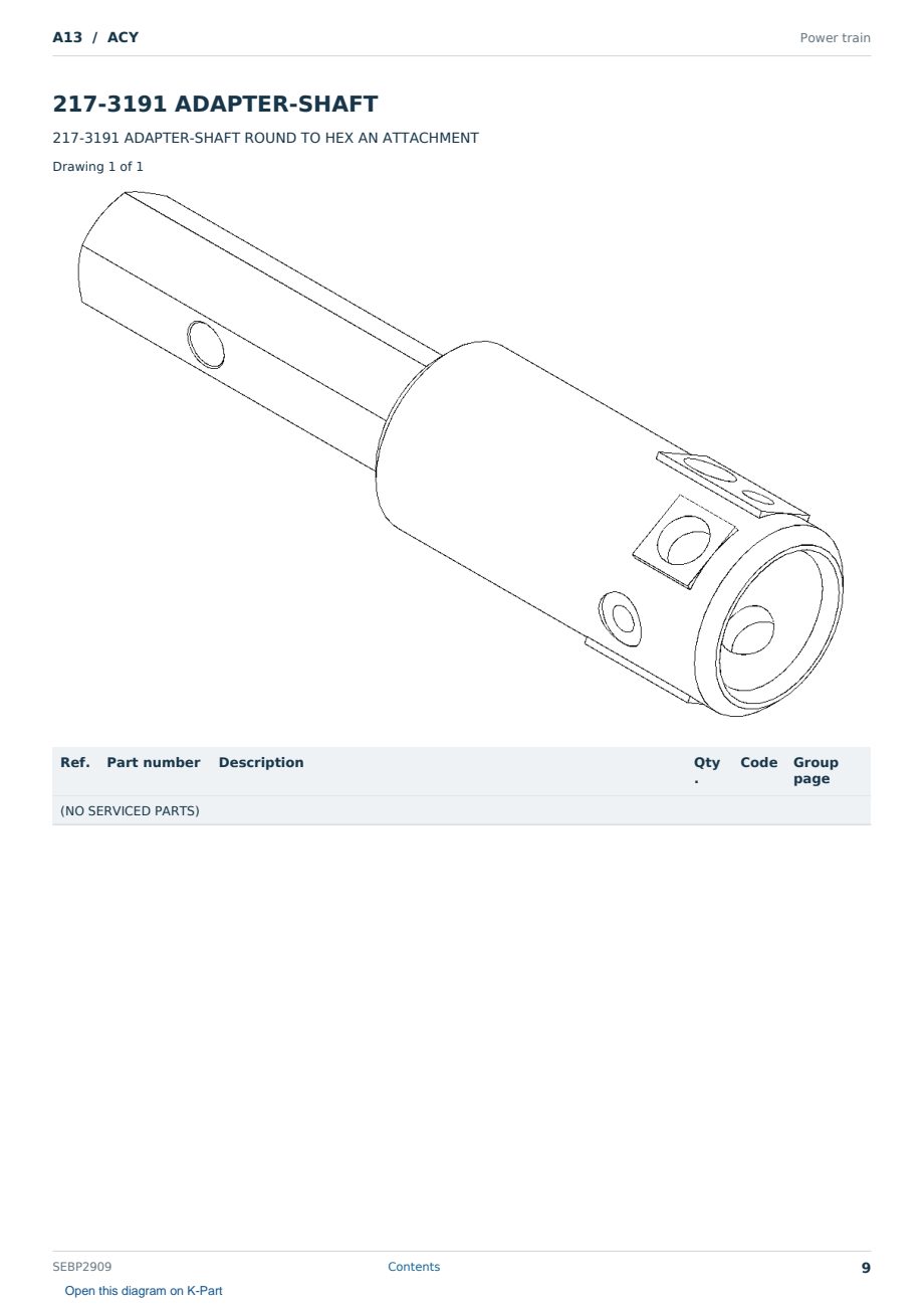 Caterpillar A13 S/N ACY Partsbook SEBP2909 (English) - sample page 9 of 10 Caterpillar A13 S/N ACY Partsbook SEBP2909 (English) - sample page 9 of 10