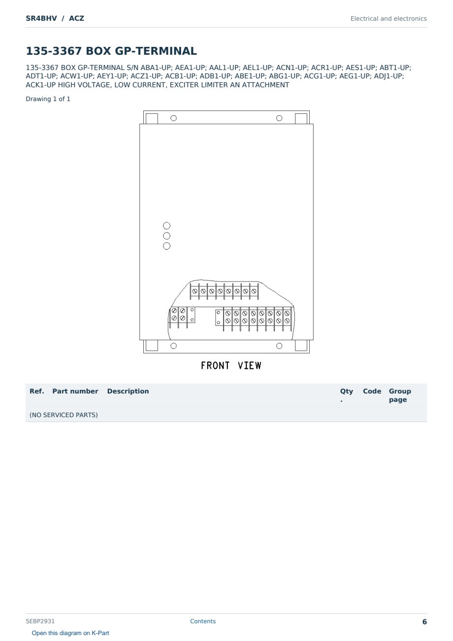 Caterpillar SR4BHV S/N ACZ Partsbook SEBP2931 (English) - sample page 6 of 10 Caterpillar SR4BHV S/N ACZ Partsbook SEBP2931 (English) - sample page 6 of 10