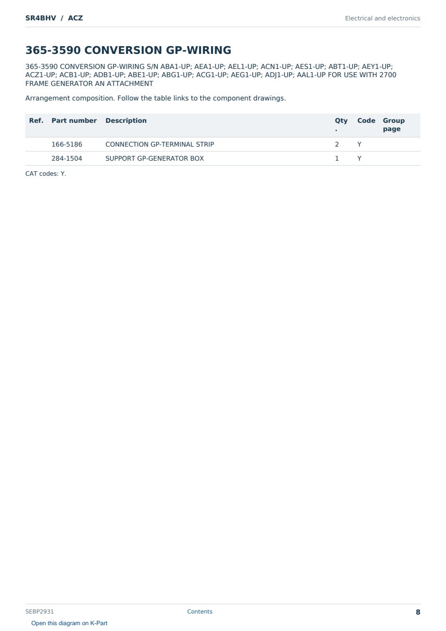 Caterpillar SR4BHV S/N ACZ Partsbook SEBP2931 (English) - sample page 8 of 10 Caterpillar SR4BHV S/N ACZ Partsbook SEBP2931 (English) - sample page 8 of 10