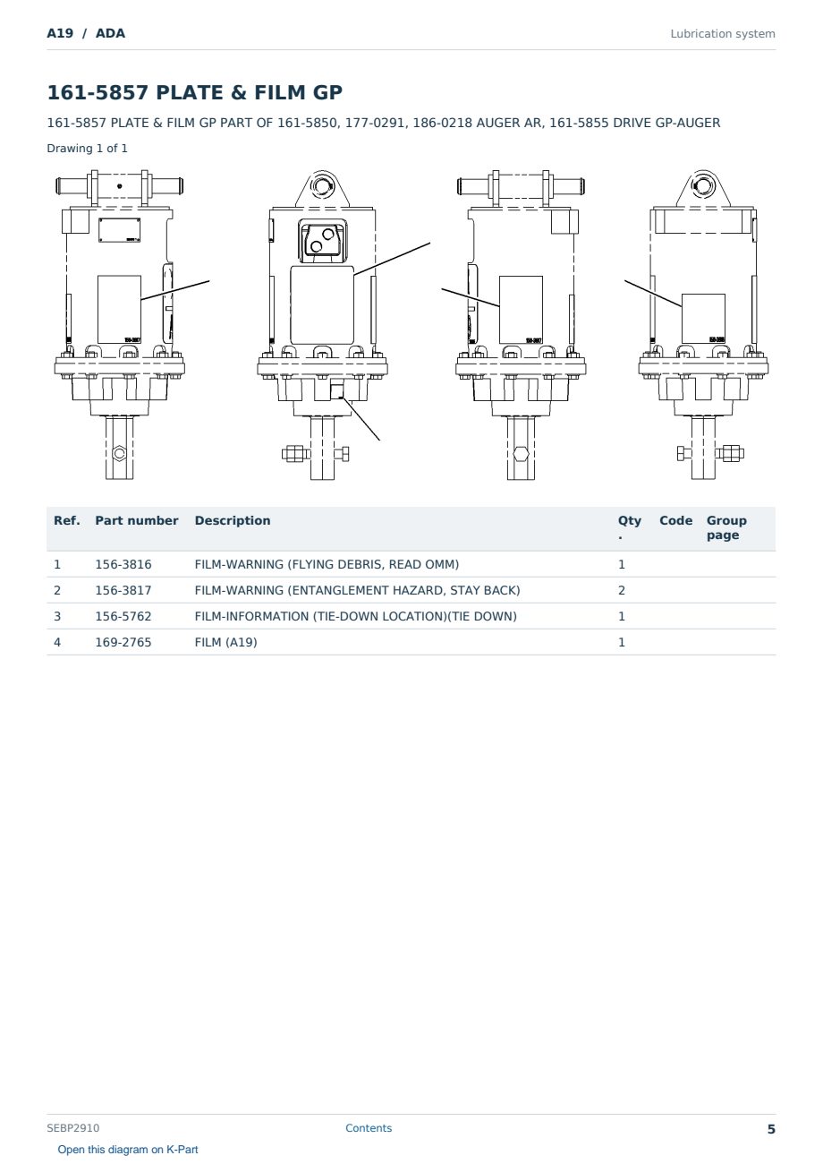 Caterpillar A19 S/N ADA Partsbook SEBP2910 (English) - sample page 5 of 10 Caterpillar A19 S/N ADA Partsbook SEBP2910 (English) - sample page 5 of 10