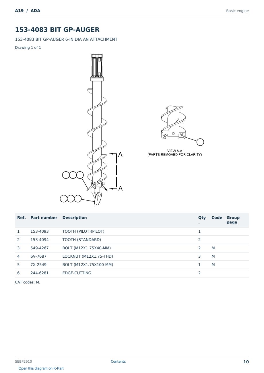 Caterpillar A19 S/N ADA Partsbook SEBP2910 (English) - sample page 10 of 10 Caterpillar A19 S/N ADA Partsbook SEBP2910 (English) - sample page 10 of 10