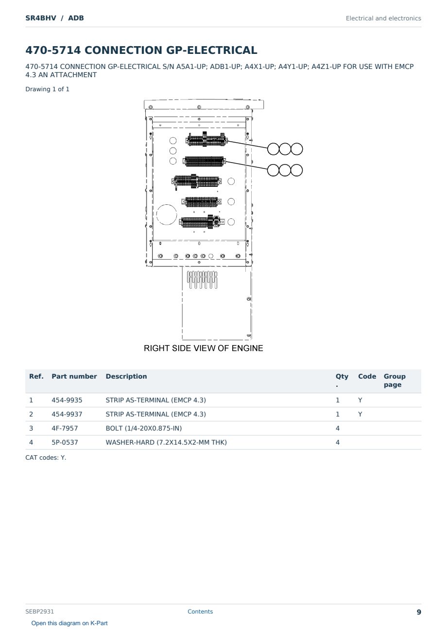 Caterpillar SR4BHV S/N ADB Partsbook SEBP2931 (English) - sample page 9 of 10 Caterpillar SR4BHV S/N ADB Partsbook SEBP2931 (English) - sample page 9 of 10