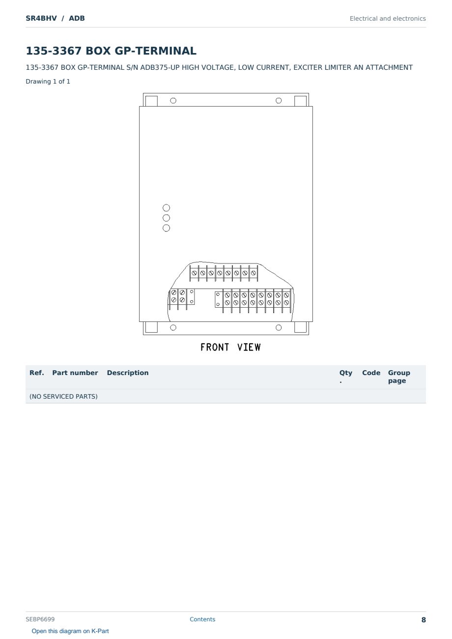 Caterpillar SR4BHV S/N ADB Partsbook SEBP6699 (English) - sample page 8 of 10 Caterpillar SR4BHV S/N ADB Partsbook SEBP6699 (English) - sample page 8 of 10