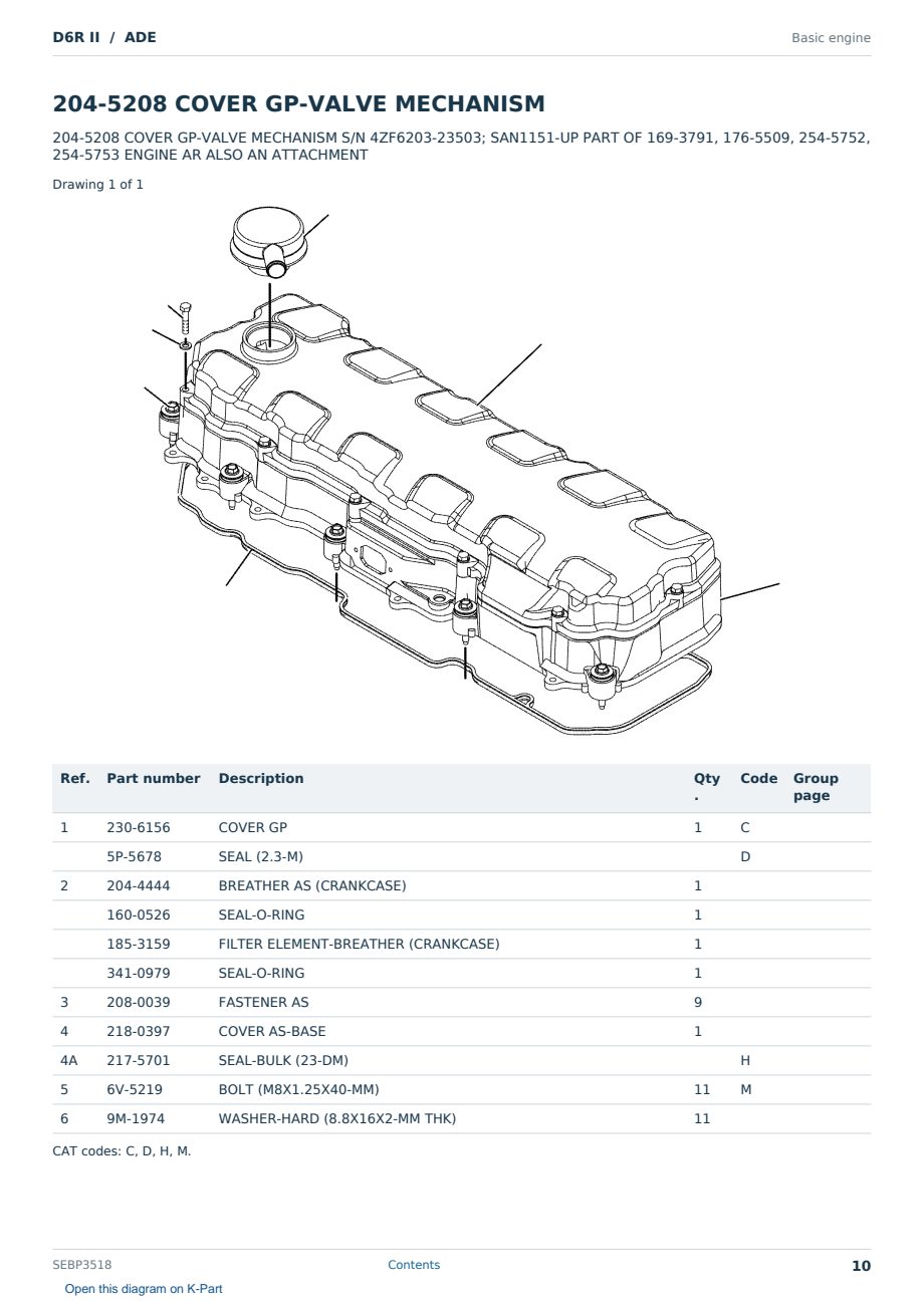 Caterpillar D6R II S/N ADE Partsbook SEBP3518 (English) - sample page 10 of 10 Caterpillar D6R II S/N ADE Partsbook SEBP3518 (English) - sample page 10 of 10