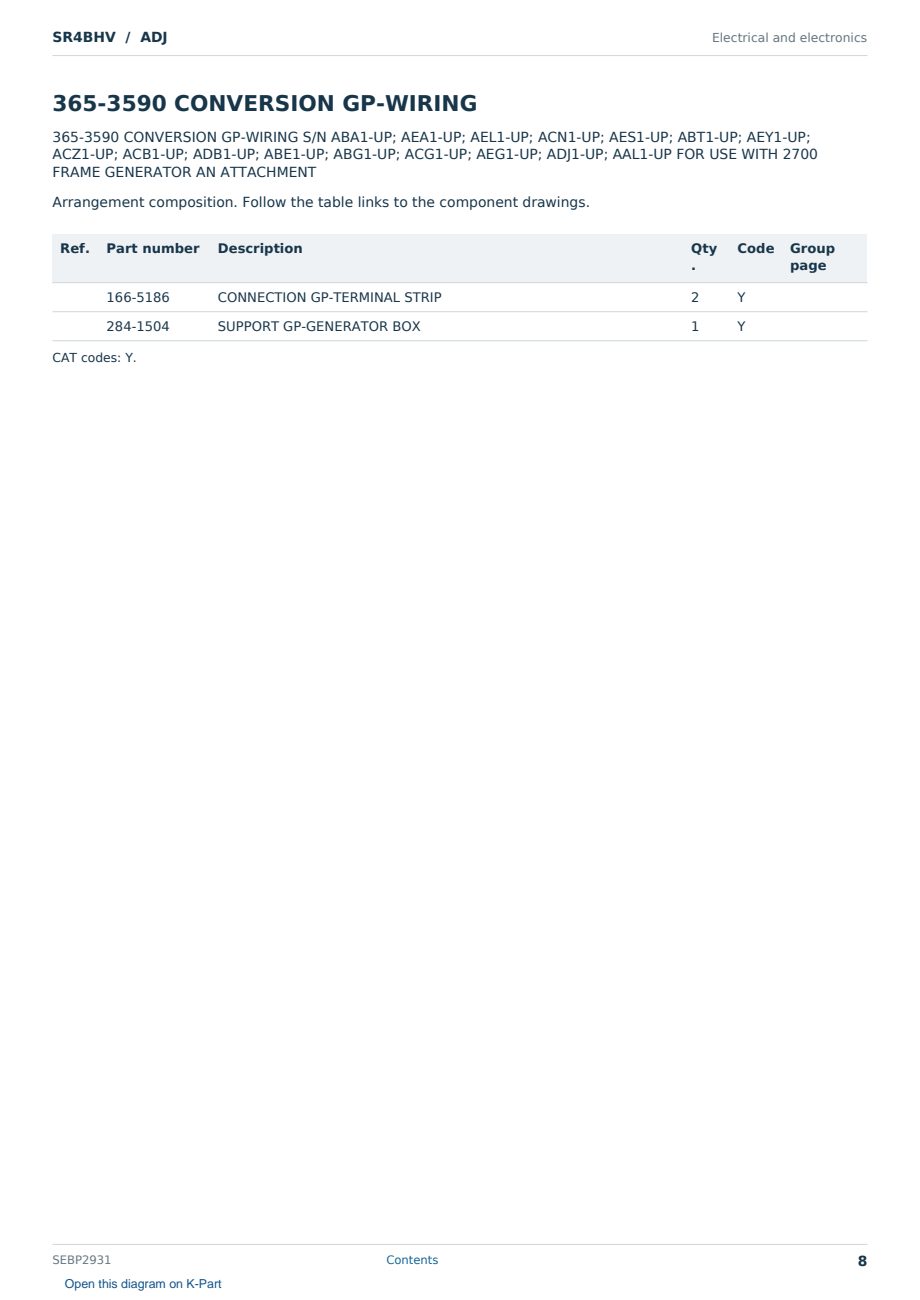 Caterpillar SR4BHV S/N ADJ Partsbook SEBP2931 (English) - sample page 8 of 10 Caterpillar SR4BHV S/N ADJ Partsbook SEBP2931 (English) - sample page 8 of 10