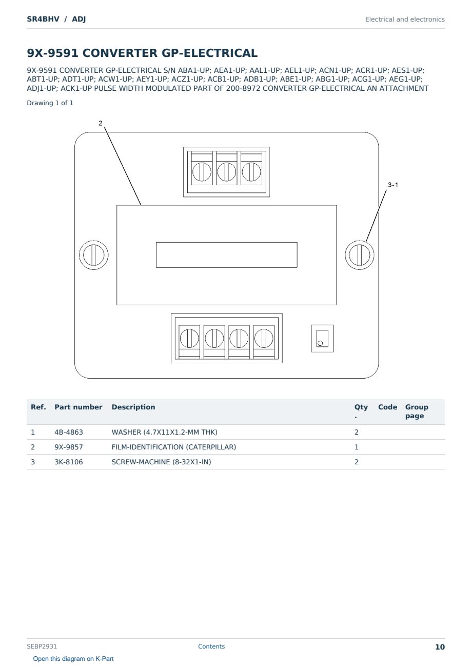 Caterpillar SR4BHV S/N ADJ Partsbook SEBP2931 (English) - sample page 10 of 10 Caterpillar SR4BHV S/N ADJ Partsbook SEBP2931 (English) - sample page 10 of 10