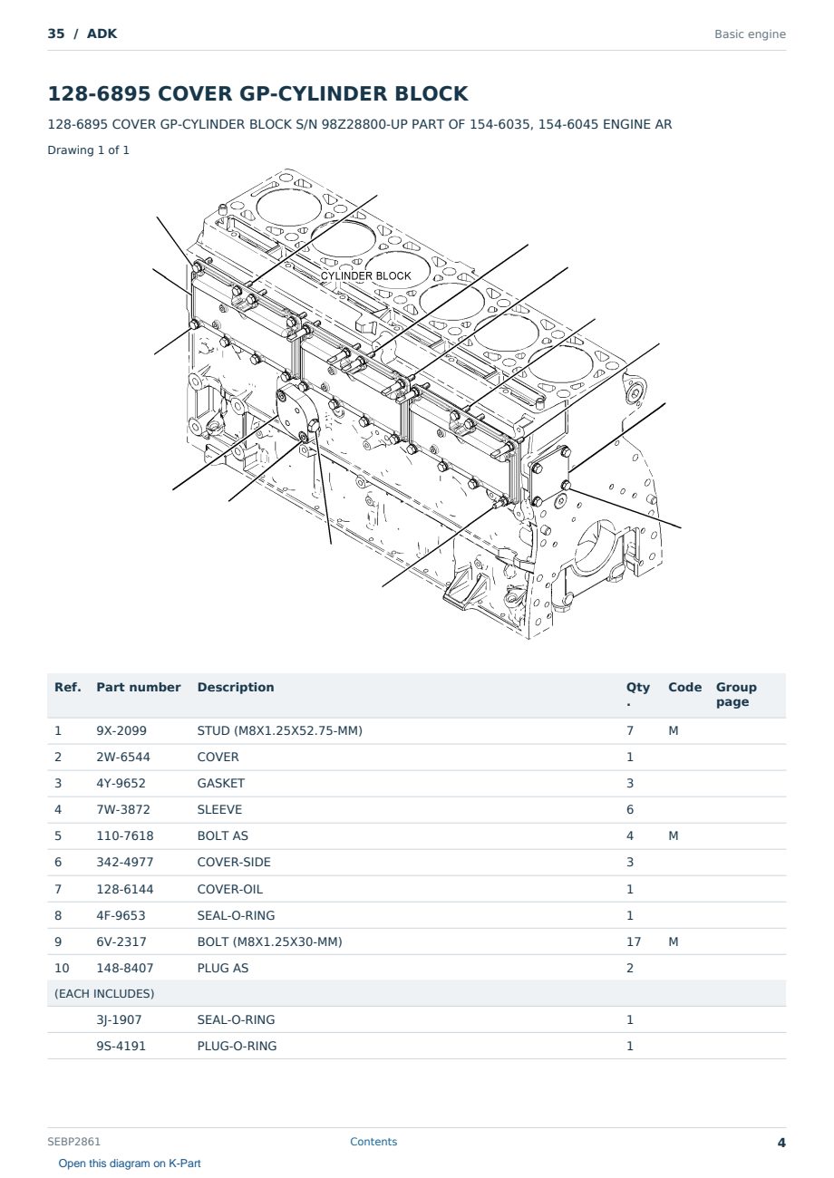 Caterpillar 35 S/N ADK Partsbook SEBP2861 (English) - sample page 4 of 10 Caterpillar 35 S/N ADK Partsbook SEBP2861 (English) - sample page 4 of 10
