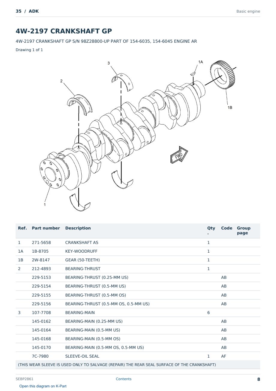 Caterpillar 35 S/N ADK Partsbook SEBP2861 (English) - sample page 8 of 10 Caterpillar 35 S/N ADK Partsbook SEBP2861 (English) - sample page 8 of 10